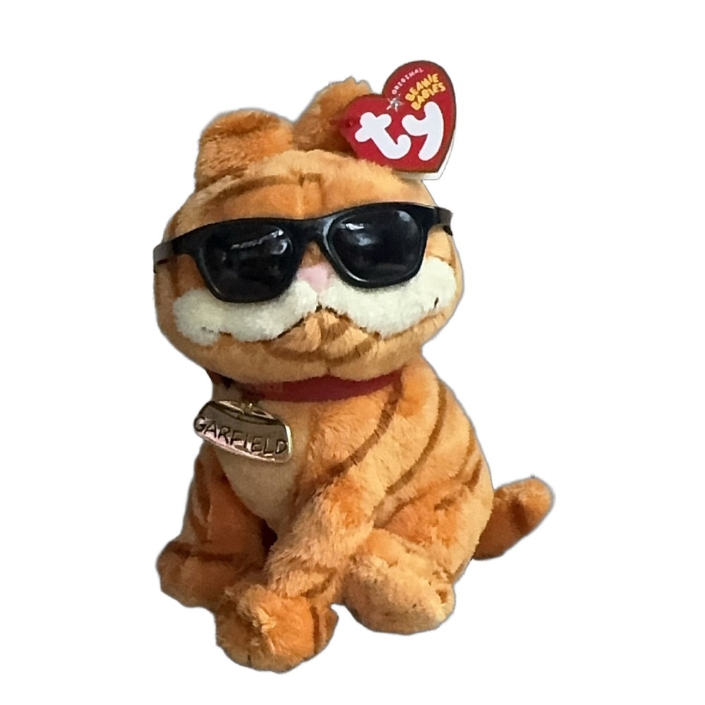 TY Beanie Baby Garfield Cool Cat 2004 Movie Plush 7” Sunglasses Retired w/ Tags